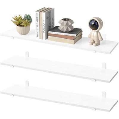 SONGMICS Étagère Murale, Étagère Flottante, Décorative, Style Moderne, Salon, Salle à Manger, Cuisine, Charge Max. 10 kg, Lot de 3, 21,3 x 80 x 10 cm, Blanc Neige et Blanc Mat LWS008WE01-3J - Publicité SONGMICS Étagère Murale, Étagère Flottante, Décorative, Style Moderne, Salon, Salle à Manger, Cuisine, Charge Max. 10 kg, Lot de 3, 21,3 x 80 x 10 cm, Blanc Neige et Blanc Mat LWS008WE01-3J - Publicité