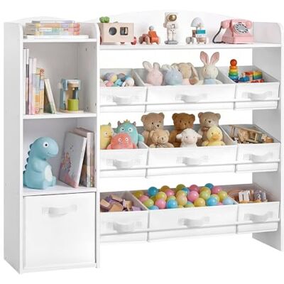 SONGMICS Étagère à Jouets pour Enfants, Meuble de Rangement Esprit Montessori, 2 Compartiments Ouverts, 9 Paniers, 1 Bac, pour Chambre d’Enfant, 30 x 113,1 x 104 cm, Blanc Nuage GKR061WB01 - Publicité SONGMICS Étagère à Jouets pour Enfants, Meuble de Rangement Esprit Montessori, 2 Compartiments Ouverts, 9 Paniers, 1 Bac, pour Chambre d’Enfant, 30 x 113,1 x 104 cm, Blanc Nuage GKR061WB01 - Publicité