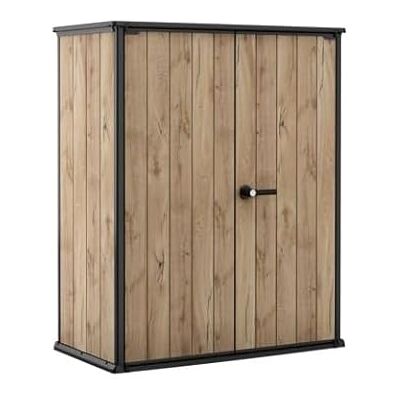 Keter Armoire de Jardin High Store+ 1400L 140x74x170cm Aspect Bois - Publicité Keter Armoire de Jardin High Store+ 1400L 140x74x170cm Aspect Bois - Publicité