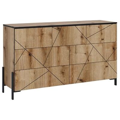 Vicco Commode avec tiroirs Hatto, Chêne, 139.8x80.2cm avec 7 tiroirs, adapté au Rangement et au Stockage dans la Chambre à Coucher - Publicité Vicco Commode avec tiroirs Hatto, Chêne, 139.8x80.2cm avec 7 tiroirs, adapté au Rangement et au Stockage dans la Chambre à Coucher - Publicité