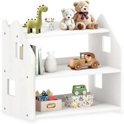 IDIMEX Étagère Enfant Yasmin Forme Maison 3 étages 65 x 60 x 41 cm Bois lasuré Blanc – idéale Chambre Rangement Montessori - Publicité IDIMEX Étagère Enfant Yasmin Forme Maison 3 étages 65 x 60 x 41 cm Bois lasuré Blanc – idéale Chambre Rangement Montessori - Publicité