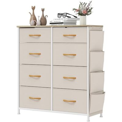YITAHOME Commode, 8 Tiroirs en Tissu Commode Chambre Meuble de Rangement avec Poches latérales et Crochets,Cadre en Métal,pour Chambre à Coucher, Salon,Beige - Publicité YITAHOME Commode, 8 Tiroirs en Tissu Commode Chambre Meuble de Rangement avec Poches latérales et Crochets,Cadre en Métal,pour Chambre à Coucher, Salon,Beige - Publicité