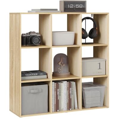 WOLTU Bibliothèque Cubique à 9 Compartiments Ouverts, Étagère de Rangement à 3 Niveaux, Étagère à Livres, Meuble de Rangement pour Salon, Bureau, 94x29,5x93 cm, Chêne Clair, SK047hei - Publicité WOLTU Bibliothèque Cubique à 9 Compartiments Ouverts, Étagère de Rangement à 3 Niveaux, Étagère à Livres, Meuble de Rangement pour Salon, Bureau, 94x29,5x93 cm, Chêne Clair, SK047hei - Publicité