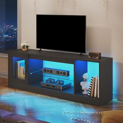 YITAHOME 148 cm Meuble TV pour TV jusqu'à 65 Pouces avec 7 LED RGB 22 Modes lumières TV Game Entertainment Center TV Low Board avec étagère en Verre réglable - Publicité YITAHOME 148 cm Meuble TV pour TV jusqu'à 65 Pouces avec 7 LED RGB 22 Modes lumières TV Game Entertainment Center TV Low Board avec étagère en Verre réglable - Publicité