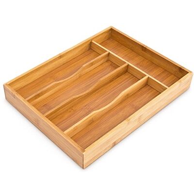 Relaxdays Organiseur de tiroir pour la Cuisine Range-Couverts en Bambou avec 5 Compartiments Rangement en bois boîte ustensiles de cuisine armoire couteaux, nature 4,5 x 25,5 x 34 cm - Publicité Relaxdays Organiseur de tiroir pour la Cuisine Range-Couverts en Bambou avec 5 Compartiments Rangement en bois boîte ustensiles de cuisine armoire couteaux, nature 4,5 x 25,5 x 34 cm - Publicité