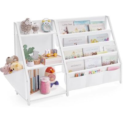 SONGMICS Bibliothèque pour Enfants, Meuble de Rangement pour Jouets, Organiseur de Livres, avec Pochette Latérale, Hauteur 75 cm, pour Chambre d’Enfant, Salle de Jeux, Blanc GKR024W01 - Publicité SONGMICS Bibliothèque pour Enfants, Meuble de Rangement pour Jouets, Organiseur de Livres, avec Pochette Latérale, Hauteur 75 cm, pour Chambre d’Enfant, Salle de Jeux, Blanc GKR024W01 - Publicité