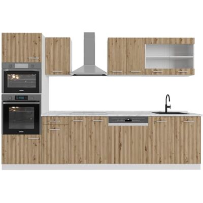 Vicco Cuisine R-Line, Chêne Artisan, 300cm avec Armoire Haute, sans PT, avec modules disposables de manière Variable et Pieds réglables en Hauteur - Publicité Vicco Cuisine R-Line, Chêne Artisan, 300cm avec Armoire Haute, sans PT, avec modules disposables de manière Variable et Pieds réglables en Hauteur - Publicité