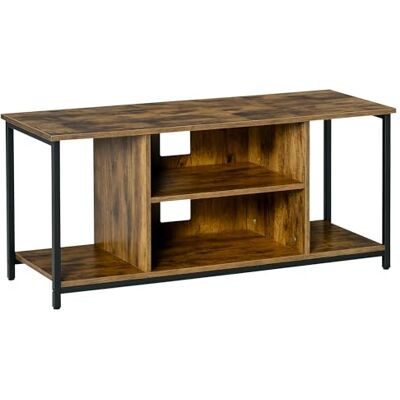 HOMCOM Meuble TV 110 cm, Meuble télé pour téléviseur jusqu'à 55 Pouces avec Compartiments Ouverts et étagère réglable, Banc TV Industriel pour Salon, Chambre à Coucher, Brun Rustique - Publicité HOMCOM Meuble TV 110 cm, Meuble télé pour téléviseur jusqu'à 55 Pouces avec Compartiments Ouverts et étagère réglable, Banc TV Industriel pour Salon, Chambre à Coucher, Brun Rustique - Publicité