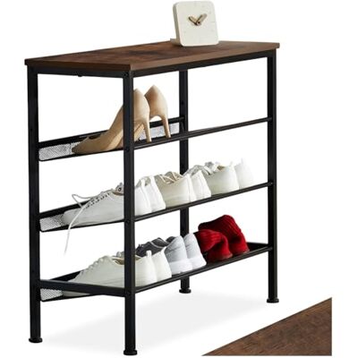tectake ® Étagère à Chaussures 75,5 x 30,5 x 69,5 cm, Rangement Chaussure 3 étagères grillagées, Style Industriel, Meuble Chaussure Rangement Chaussures Meuble d'entrée Dressing Chambre, Bois foncé - Publicité tectake ® Étagère à Chaussures 75,5 x 30,5 x 69,5 cm, Rangement Chaussure 3 étagères grillagées, Style Industriel, Meuble Chaussure Rangement Chaussures Meuble d'entrée Dressing Chambre, Bois foncé - Publicité