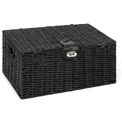 ARPAN Panier de rangement en résine tressée avec couvercle et serrure Noir Taille M - Publicité ARPAN Panier de rangement en résine tressée avec couvercle et serrure Noir Taille M - Publicité