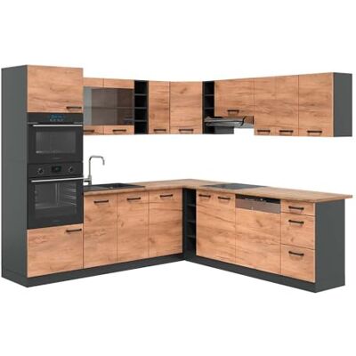 Vicco Cuisine en Angle R-Line, Chêne de Force doré, 247x60cm, PT Chêne, pour Une Planification de Cuisine Flexible et Une Extension modulaire - Publicité Vicco Cuisine en Angle R-Line, Chêne de Force doré, 247x60cm, PT Chêne, pour Une Planification de Cuisine Flexible et Une Extension modulaire - Publicité