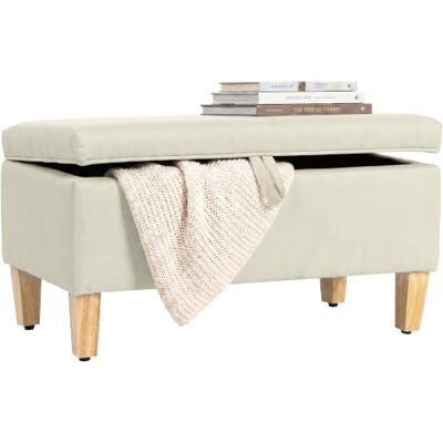 HOMCOM Banc de Rangement, Bout de Lit, 71 x 37 x 36 cm, Beige Repose-Pieds, Rembourré en Lin, Pieds en Bois de Caoutchouc, pour Salon, Chambre, Entrée - Publicité HOMCOM Banc de Rangement, Bout de Lit, 71 x 37 x 36 cm, Beige Repose-Pieds, Rembourré en Lin, Pieds en Bois de Caoutchouc, pour Salon, Chambre, Entrée - Publicité