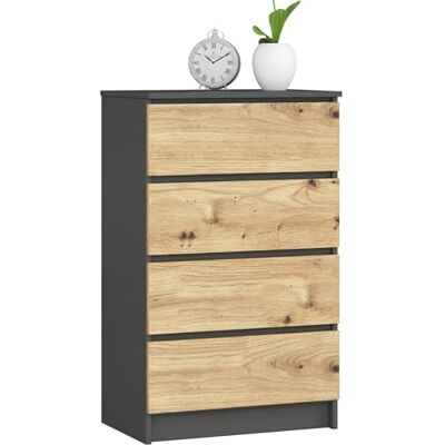 Home Collective Commode en chêne artiste graphite avec 4 tiroirs spacieux, 60 cm de large, 99 cm de haut, pour chambre à coucher, couloir, salon, organisateur avec tiroirs, buffet haut en bois - Publicité Home Collective Commode en chêne artiste graphite avec 4 tiroirs spacieux, 60 cm de large, 99 cm de haut, pour chambre à coucher, couloir, salon, organisateur avec tiroirs, buffet haut en bois - Publicité