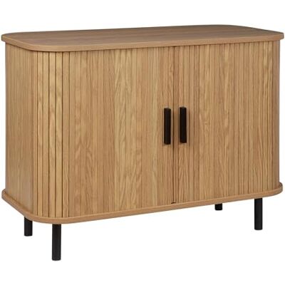 Beliani Commode Retro MDF Pieds Métalliques 2 Portes Coulissantes Bois Clair Bradley - Publicité Beliani Commode Retro MDF Pieds Métalliques 2 Portes Coulissantes Bois Clair Bradley - Publicité