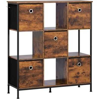 WOLTU Étagère Rangement, Meuble de Rangement, Bibliothèque, avec 4 Cubes Ouverts et 5 Tiroirs en Tissu, pour Salon, Bureau, Cuisine, Entrée, Chambre, 90x30x100cm, Marron Rustique, RGB64vbn - Publicité WOLTU Étagère Rangement, Meuble de Rangement, Bibliothèque, avec 4 Cubes Ouverts et 5 Tiroirs en Tissu, pour Salon, Bureau, Cuisine, Entrée, Chambre, 90x30x100cm, Marron Rustique, RGB64vbn - Publicité