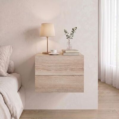 IDIMEX Chevet Suspendu Florent, étagère Murale avec 2 tiroirs sans poignée, en mélaminé décor chêne Sonoma - Publicité IDIMEX Chevet Suspendu Florent, étagère Murale avec 2 tiroirs sans poignée, en mélaminé décor chêne Sonoma - Publicité