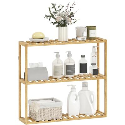 HOMCOM Étagère de Rangement en Bambou réglable, étagère de Salle de Bain à 3 Niveaux, à Poser ou Murale, pour Chambre, Cuisine, Salon, Salle de Bain, 60 x 15 x 54 cm, Effet Bois Naturel - Publicité HOMCOM Étagère de Rangement en Bambou réglable, étagère de Salle de Bain à 3 Niveaux, à Poser ou Murale, pour Chambre, Cuisine, Salon, Salle de Bain, 60 x 15 x 54 cm, Effet Bois Naturel - Publicité