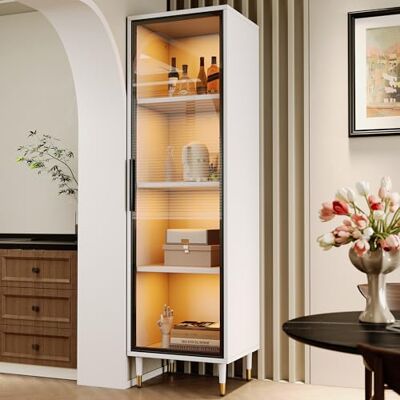 Merax Vitrine LED 170 cm Blanche avec Verre Fumé – Meuble Vitrine Moderne sur Pieds, Éclairage LED Multicolore, Armoire de Rangement, Bibliothèque et Buffet Design, Vitrine Freestanding 40x40x170 cm - Publicité Merax Vitrine LED 170 cm Blanche avec Verre Fumé – Meuble Vitrine Moderne sur Pieds, Éclairage LED Multicolore, Armoire de Rangement, Bibliothèque et Buffet Design, Vitrine Freestanding 40x40x170 cm - Publicité