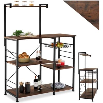 tectake ® Étagère de Cuisine 90 x 40 x 131,5 cm, 6 Étagères et Panier grillagé Coulissant, Meuble Cuisine Style Industriel Minimaliste, Etagere Bois et Acier, Meuble de Rangement sur Pieds, Bois foncé - Publicité tectake ® Étagère de Cuisine 90 x 40 x 131,5 cm, 6 Étagères et Panier grillagé Coulissant, Meuble Cuisine Style Industriel Minimaliste, Etagere Bois et Acier, Meuble de Rangement sur Pieds, Bois foncé - Publicité