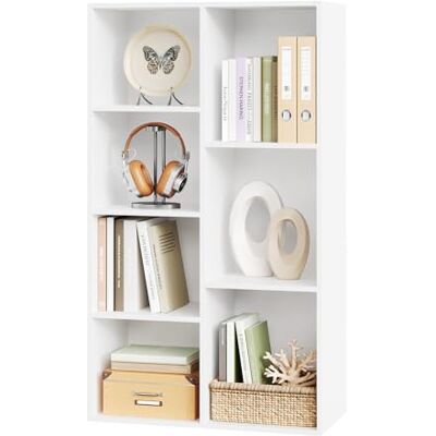 WOLTU Bibliothèque Blanche, Étagère de Rangement, en Panneaux de Particules, avec 7 Compartiments pour Salon, Bureau, Chambre à Coucher, 59,5x29,5x108cm, SK004ws - Publicité WOLTU Bibliothèque Blanche, Étagère de Rangement, en Panneaux de Particules, avec 7 Compartiments pour Salon, Bureau, Chambre à Coucher, 59,5x29,5x108cm, SK004ws - Publicité