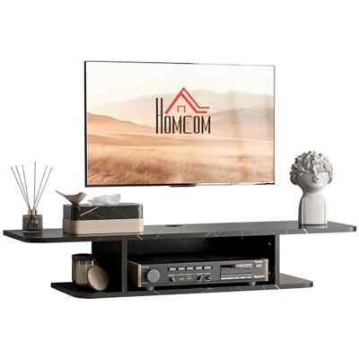 HOMCOM Meuble TV Flottant pour téléviseurs jusqu'à 40", Console multimédia Murale avec étagère de Rangement, Centre de Divertissement, Noir - Publicité HOMCOM Meuble TV Flottant pour téléviseurs jusqu'à 40", Console multimédia Murale avec étagère de Rangement, Centre de Divertissement, Noir - Publicité