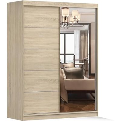 Fabryka Mebli Idźczak Vista 05 Armoire à portes coulissantes Élégante garde-robe avec miroir Convient à la chambre à coucher et au salon, design moderne (sonoma/sonoma) - Publicité Fabryka Mebli Idźczak Vista 05 Armoire à portes coulissantes Élégante garde-robe avec miroir Convient à la chambre à coucher et au salon, design moderne (sonoma/sonoma) - Publicité