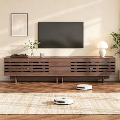 BTM Meuble TV Bas Style Noyer 200×39,5×55Cm pour Téléviseur Jusqu’à 80 Pouces,4 Portes Battantes,2 Tiroirs,6 Compartiments De Rangement Salon Chambre - Publicité BTM Meuble TV Bas Style Noyer 200×39,5×55Cm pour Téléviseur Jusqu’à 80 Pouces,4 Portes Battantes,2 Tiroirs,6 Compartiments De Rangement Salon Chambre - Publicité