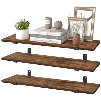 SONGMICS Étagères Murales, Étagères Flottantes, Décorative, Style Moderne, pour Chambre, Salon, Cuisine, Charge Max. 10 kg, Lot de 3, 20 x 60 x 7 cm, Marron Rustique et Noir d'encre LWS004KD01-3J - Publicité SONGMICS Étagères Murales, Étagères Flottantes, Décorative, Style Moderne, pour Chambre, Salon, Cuisine, Charge Max. 10 kg, Lot de 3, 20 x 60 x 7 cm, Marron Rustique et Noir d'encre LWS004KD01-3J - Publicité