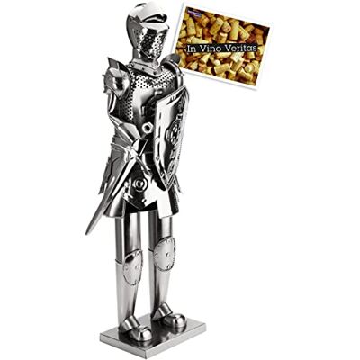 BRUBAKER Porte-Bouteille de vin XXL Chevalier avec épée 59 cm Sculpture en Métal Carte de voeux INCL. Idée Cadeau Originale - Publicité BRUBAKER Porte-Bouteille de vin XXL Chevalier avec épée 59 cm Sculpture en Métal Carte de voeux INCL. Idée Cadeau Originale - Publicité