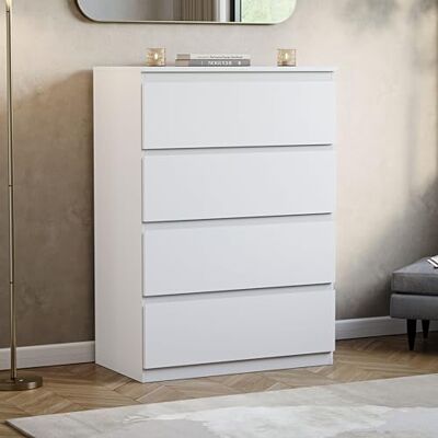 Vida Designs - Denver - Blanc - 4 tiroirs - Commode - Publicité Vida Designs - Denver - Blanc - 4 tiroirs - Commode - Publicité