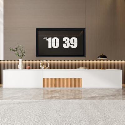 Merax Meuble TV moderne 180 x 34 x 30 cm avec étagère pour projecteur, montage mural et sur pied, meuble de salon, blanc - Publicité Merax Meuble TV moderne 180 x 34 x 30 cm avec étagère pour projecteur, montage mural et sur pied, meuble de salon, blanc - Publicité