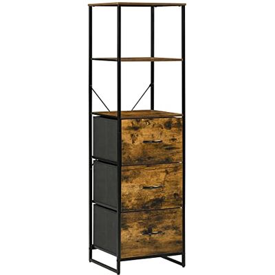 HOMCOM Bibliothèque Étagère Verticale de Rangement avec 3 tiroirs en Tissu Amovibles Style Industriel dim. 44L x 40l x 155H cm, Chambre, Salon, Bureau, Marron - Publicité HOMCOM Bibliothèque Étagère Verticale de Rangement avec 3 tiroirs en Tissu Amovibles Style Industriel dim. 44L x 40l x 155H cm, Chambre, Salon, Bureau, Marron - Publicité