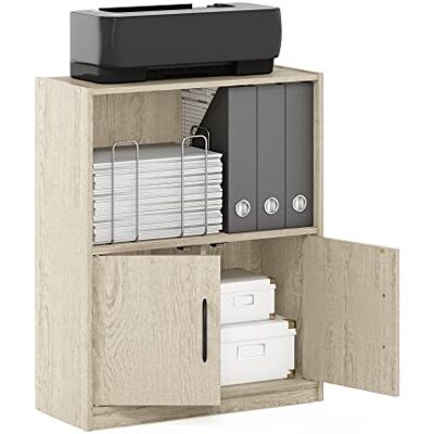 Furinno Gruen Bibliothèque Ouverte à 2 Niveaux avec 2 Portes de Rangement, Pin Métropolitain - Publicité Furinno Gruen Bibliothèque Ouverte à 2 Niveaux avec 2 Portes de Rangement, Pin Métropolitain - Publicité