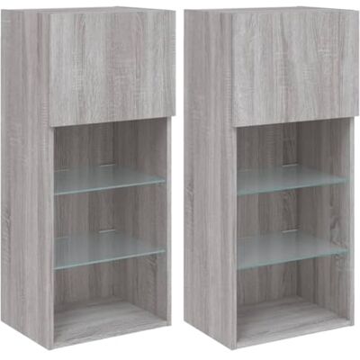 vidaXL Meubles TV avec Lumières LED 2 pcs, Armoires de Télévision Murales, Meubles Télé avec Rangement Salon Salle de Séjour, Sonoma Gris - Publicité vidaXL Meubles TV avec Lumières LED 2 pcs, Armoires de Télévision Murales, Meubles Télé avec Rangement Salon Salle de Séjour, Sonoma Gris - Publicité