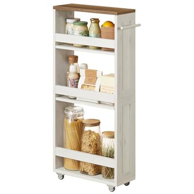 VASAGLE Chariot de Rangement Fin à 4 Niveaux, Étagère de Cuisine avec roulettes, avec Poignée, Petit Espace, 15 x 43,2 x 86,5 cm, Salle de Bain, Buanderie, Blanc Rustique et Marron Miel LRC050K01 - Publicité VASAGLE Chariot de Rangement Fin à 4 Niveaux, Étagère de Cuisine avec roulettes, avec Poignée, Petit Espace, 15 x 43,2 x 86,5 cm, Salle de Bain, Buanderie, Blanc Rustique et Marron Miel LRC050K01 - Publicité