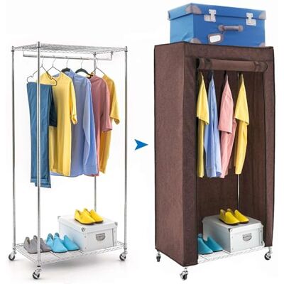 ART Buffalo – Armoire Pliable Résistante avec roulettes, Jusqu'à 70kg, Portant avec Housse, Armoire en Tissu avec Étagères et Barre, 75x45x157cm - Publicité ART Buffalo – Armoire Pliable Résistante avec roulettes, Jusqu'à 70kg, Portant avec Housse, Armoire en Tissu avec Étagères et Barre, 75x45x157cm - Publicité