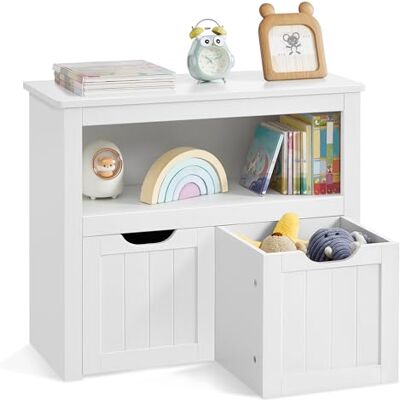VASAGLE Meuble de Rangement pour Jouets, Étagère pour Enfants, Armoire, avec 2 Rangements à roulettes, pour Salon, Chambre, Salle de Jeu, 29,7 x 72,2 x 60 cm, Blanc Nuage LHS280WB01 - Publicité VASAGLE Meuble de Rangement pour Jouets, Étagère pour Enfants, Armoire, avec 2 Rangements à roulettes, pour Salon, Chambre, Salle de Jeu, 29,7 x 72,2 x 60 cm, Blanc Nuage LHS280WB01 - Publicité