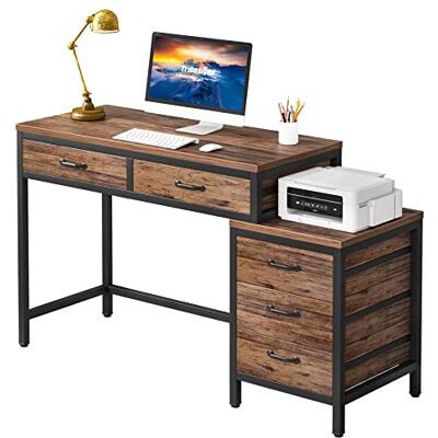 Tribesigns Bureau d'ordinateur, Table de Bureau avec 5 Tiroirs, Bureau Informatique avec Armoire à tiroirs réversible Support d'imprimante pour la Maison, Bureaux et Postes de Travail, 130x45x82cm - Publicité Tribesigns Bureau d'ordinateur, Table de Bureau avec 5 Tiroirs, Bureau Informatique avec Armoire à tiroirs réversible Support d'imprimante pour la Maison, Bureaux et Postes de Travail, 130x45x82cm - Publicité
