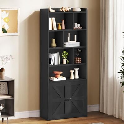 YITAHOME Bibliothèque à 4 Niveaux avec Portes et Placard, étagère de Rangement sur Pied, Compartiment Ouvert, idéale pour la Maison, Le Bureau, Le Salon ou la Chambre, Noire, 60 x 30 x 159 cm - Publicité YITAHOME Bibliothèque à 4 Niveaux avec Portes et Placard, étagère de Rangement sur Pied, Compartiment Ouvert, idéale pour la Maison, Le Bureau, Le Salon ou la Chambre, Noire, 60 x 30 x 159 cm - Publicité
