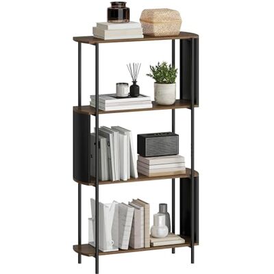 HOMCOM Étagère de Rangement, bibliothèque à 4 Niveaux avec Panneaux latéraux incurvés, Style Industriel, Structure en Acier, Meuble de Rangement pour Bureau, Salon, Chambre, 80 x 30 x 141 cm, Marron - Publicité HOMCOM Étagère de Rangement, bibliothèque à 4 Niveaux avec Panneaux latéraux incurvés, Style Industriel, Structure en Acier, Meuble de Rangement pour Bureau, Salon, Chambre, 80 x 30 x 141 cm, Marron - Publicité