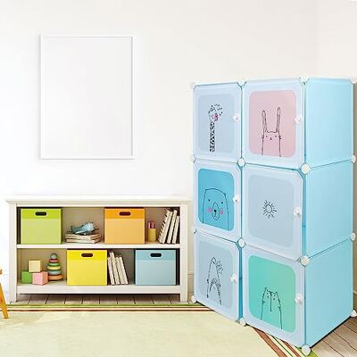 LANTUS Armoire Penderie Portable, Étagère de Rangement, Cubes de Stockage Modulaire en Plastique, Assemblage Facile pour Vêtements, Accessoires, Jouets,74 * 37 * 110cm-bleu - Publicité LANTUS Armoire Penderie Portable, Étagère de Rangement, Cubes de Stockage Modulaire en Plastique, Assemblage Facile pour Vêtements, Accessoires, Jouets,74 * 37 * 110cm-bleu - Publicité
