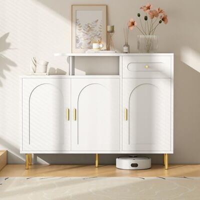 Merax Commode buffet meuble à chaussures avec poignées en métal, 1 tiroir et 3 portes sur pieds en métal, blanc, 120 x 92 x 35 cm, espace de rangement polyvalent pour salon, couloir et cuisine - Publicité Merax Commode buffet meuble à chaussures avec poignées en métal, 1 tiroir et 3 portes sur pieds en métal, blanc, 120 x 92 x 35 cm, espace de rangement polyvalent pour salon, couloir et cuisine - Publicité