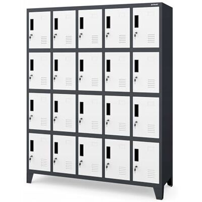 Jan Nowak Domator Casier Vestiaire 5B4A Armoire Metallique avec 20 Compartiments Revêtement en Poudre 172 cm x 136 cm x 45 cm (Anthracite-Blanc) - Publicité Jan Nowak Domator Casier Vestiaire 5B4A Armoire Metallique avec 20 Compartiments Revêtement en Poudre 172 cm x 136 cm x 45 cm (Anthracite-Blanc) - Publicité