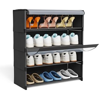 LANTUS Étagères à Chaussures, Rangement Chaussure, Porte-Chaussures, Résistant à la poussière, pour entrée,Chambre,Salon,64 x 30 x 73 cm, 4 Couches Noir - Publicité LANTUS Étagères à Chaussures, Rangement Chaussure, Porte-Chaussures, Résistant à la poussière, pour entrée,Chambre,Salon,64 x 30 x 73 cm, 4 Couches Noir - Publicité