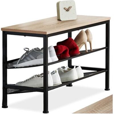 tectake ® Rangement Chaussures 75,5 x 30,5 x 45,5 cm, Style Industriel, Meuble Chaussure 2 étagères grillagées, Meuble Chaussure Entree Dressing, Chambre Etagere Rangement à Chaussures, Bois Clair - Publicité tectake ® Rangement Chaussures 75,5 x 30,5 x 45,5 cm, Style Industriel, Meuble Chaussure 2 étagères grillagées, Meuble Chaussure Entree Dressing, Chambre Etagere Rangement à Chaussures, Bois Clair - Publicité