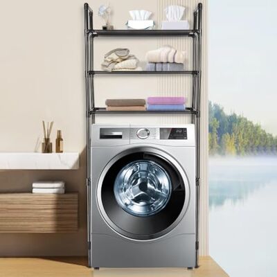 LANTUS Étagère de Rangement au-Dessus de la laveuse et de la sécheuse, Étagère de Toilette en Acier Inoxydable, Organisateur Peu encombrant,72 x 25 x 155 cm – Noir - Publicité LANTUS Étagère de Rangement au-Dessus de la laveuse et de la sécheuse, Étagère de Toilette en Acier Inoxydable, Organisateur Peu encombrant,72 x 25 x 155 cm – Noir - Publicité