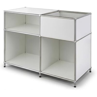 KARAT Étagère Métallique Concept Epure MK-030 – Meuble de Rangement avec 3 Niveaux et Compartiment Fermé, Buffet Moderne pour Salon, Bureau ou Chambre (Blanc) - Publicité KARAT Étagère Métallique Concept Epure MK-030 – Meuble de Rangement avec 3 Niveaux et Compartiment Fermé, Buffet Moderne pour Salon, Bureau ou Chambre (Blanc) - Publicité
