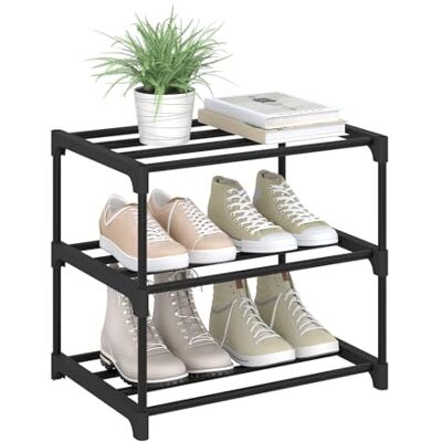 WOLTU Étagère Chaussures à 3 Niveaux, Rangement Chaussures, Étroit, pour Entrée, Salon, Couloir, Tube en Métal, 42 x 30 x 37 cm, Noir - Publicité WOLTU Étagère Chaussures à 3 Niveaux, Rangement Chaussures, Étroit, pour Entrée, Salon, Couloir, Tube en Métal, 42 x 30 x 37 cm, Noir - Publicité