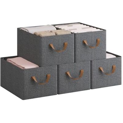 WOLTU Boîte de Rangement Pliable, Lot de 5 Paniers de Rangement en Tissu Non-Tissé, avec Poignées, pour Vêtements et Jouets, Gris,37,5x20x26 cm - Publicité WOLTU Boîte de Rangement Pliable, Lot de 5 Paniers de Rangement en Tissu Non-Tissé, avec Poignées, pour Vêtements et Jouets, Gris,37,5x20x26 cm - Publicité