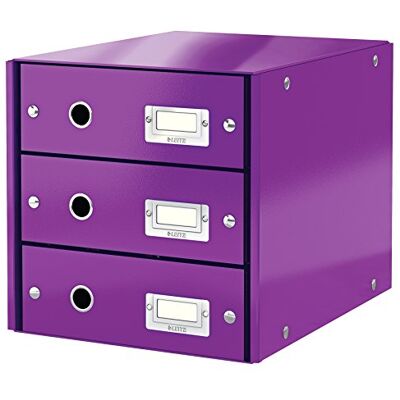 Leitz Wow Click & Store 60480062 Bloc de Classement à 3 Tiroirs A4 Violet - Publicité Leitz Wow Click & Store 60480062 Bloc de Classement à 3 Tiroirs A4 Violet - Publicité
